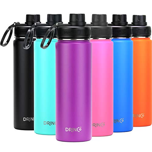 DRINCO Stainless Steel Water Bottle Spout Lid Vacuum Insulated Double Wall Water Bottle Wide Mouth (40oz 32oz 22oz 18oz 14oz) Leak Proof Keep Cold Sport Camping Hiking (22 oz, 22oz Purple) - Image 1