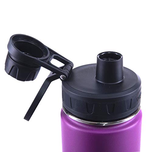 DRINCO Stainless Steel Water Bottle Spout Lid Vacuum Insulated Double Wall Water Bottle Wide Mouth (40oz 32oz 22oz 18oz 14oz) Leak Proof Keep Cold Sport Camping Hiking (22 oz, 22oz Purple) - Image 3
