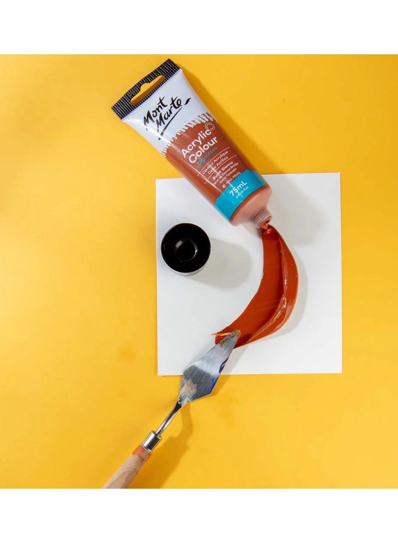 Mont Marte Signature Acrylic Colour Paint Tube 75ml Content Burnt Sienna - Image 2