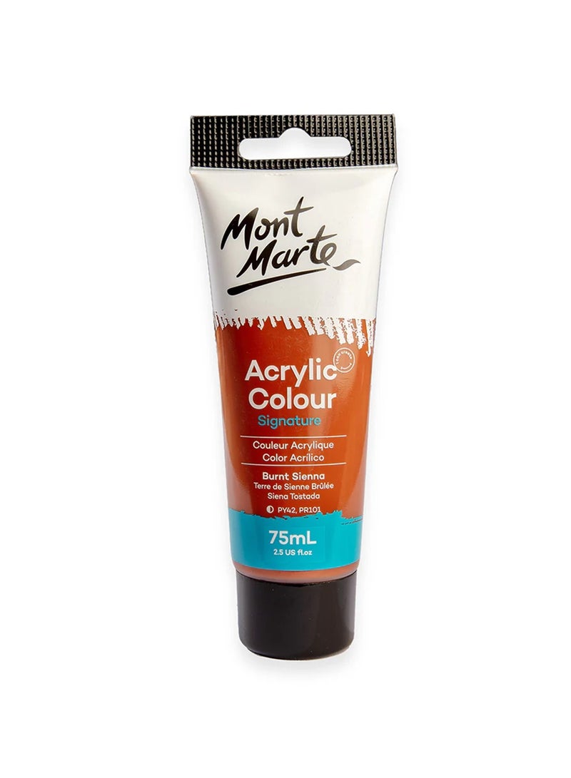 Mont Marte Signature Acrylic Colour Paint Tube 75ml Content Burnt Sienna - Image 1