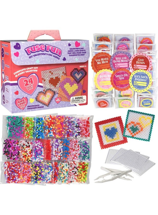 SCS Direct Heart Themed Fuse Bead Kits (24Ct) Perfect Goodie Bag Party Favors For Kids Birthday Party Each Includes Pixel Art Craft Activity W Perler Beads Kids Multiitem Party Favor Packs For Boys & Girls - Image 2