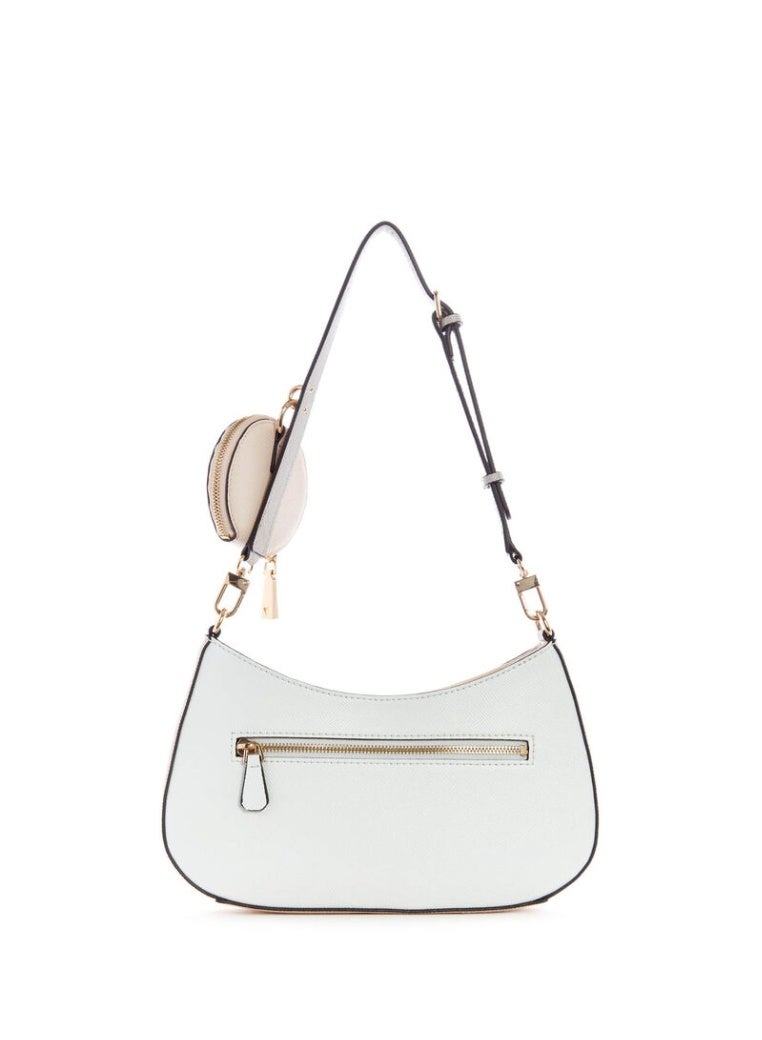 GUESS Alexie Top Zip Shoulder Bag – White - Image 3