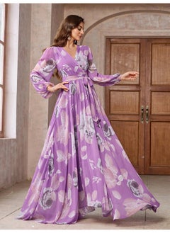 Madam Uniq V-Neck Floral Print Maxi Dress for Parties  - Image 4