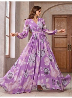 Madam Uniq V-Neck Floral Print Maxi Dress for Parties  - Image 3