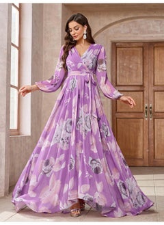 Madam Uniq V-Neck Floral Print Maxi Dress for Parties  - Image 1