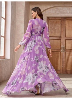 Madam Uniq V-Neck Floral Print Maxi Dress for Parties  - Image 2