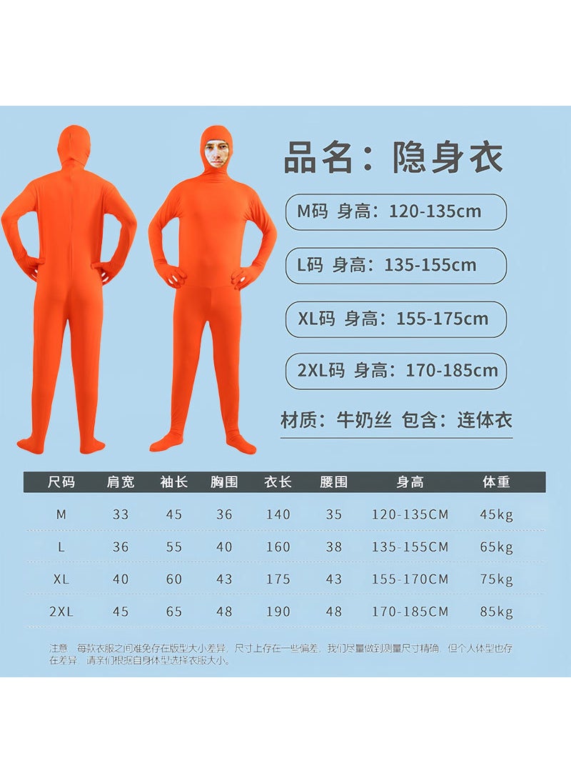 Generic - Halloween Show-Face Black Invisible Man Performance cosplay Conjoined Invisible Clothes Matte Female Childrens Costume orange face orange face - Image 1