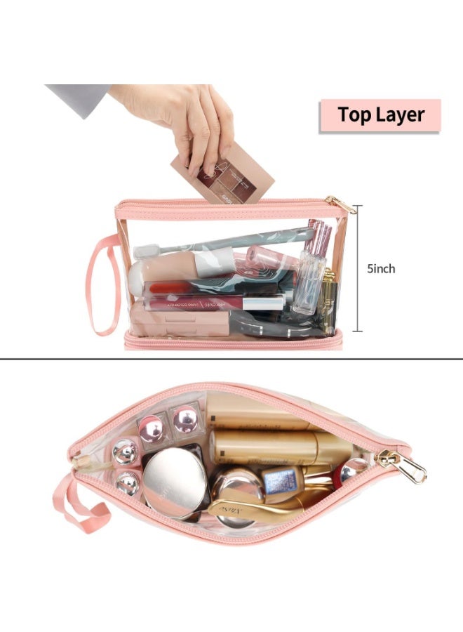 NAKODU Travel Makeup Bag, Clear Cosmetic Bag Make Up Organizer TSA Approved Toiletry Bag, Waterproof Pouch for Women Purse for Toiletries Accessories Brushes - Image 2