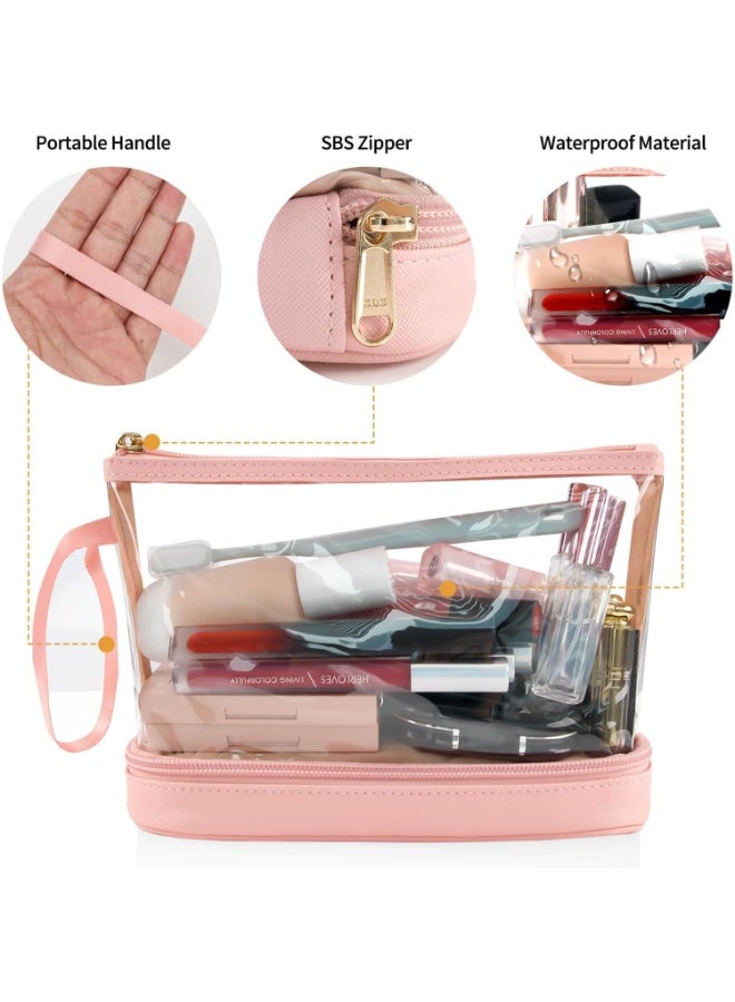 NAKODU Travel Makeup Bag, Clear Cosmetic Bag Make Up Organizer TSA Approved Toiletry Bag, Waterproof Pouch for Women Purse for Toiletries Accessories Brushes - Image 5