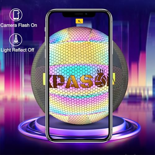 KPASON Holographic Volleyball, Indoor Outdoor Holographic Reflective Glowing Volleyball for Beach Game Gym Training (Official Size 5) - Image 2