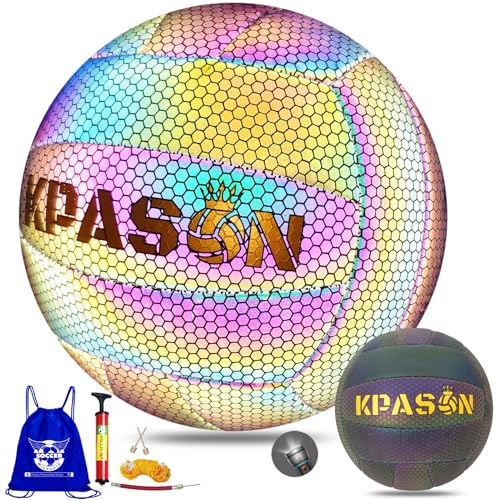 KPASON Holographic Volleyball, Indoor Outdoor Holographic Reflective Glowing Volleyball for Beach Game Gym Training (Official Size 5) - Image 1