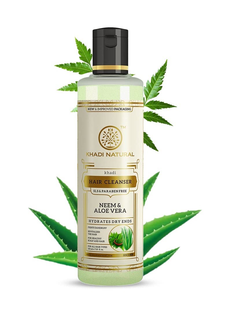 Khadi Natural - Khadi Natural Neem And Aloevera Herbal Hair Cleanser Shampoo Gets hair rid of Dandruff Cools the scalp SLS And Paraben Free 210 Ml - Image 1