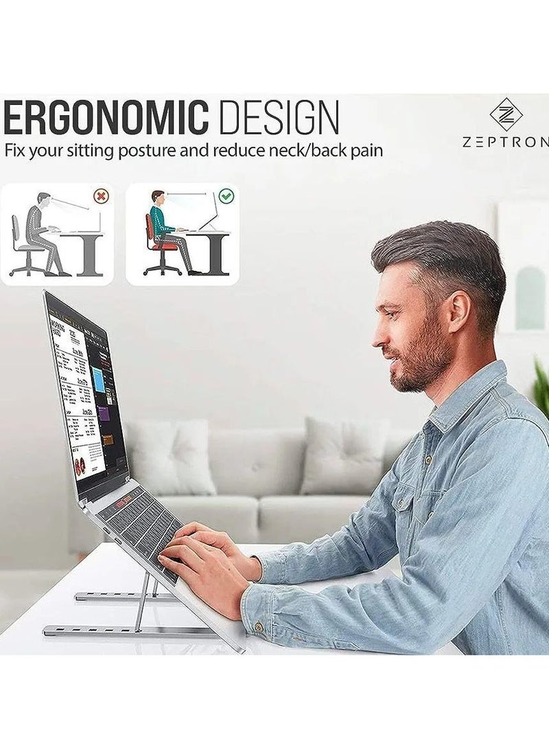 حامل معدني لللابتوب والتابلت قابل للطي - فضي - Image 4