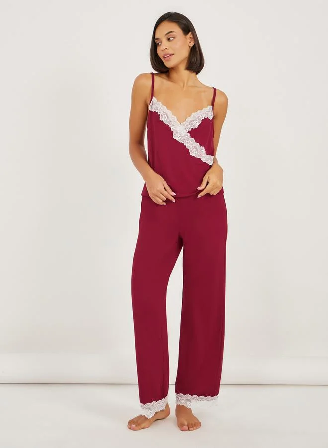 Styli Pack of 3 - Lace Trim Cami- Pyjama and Robe