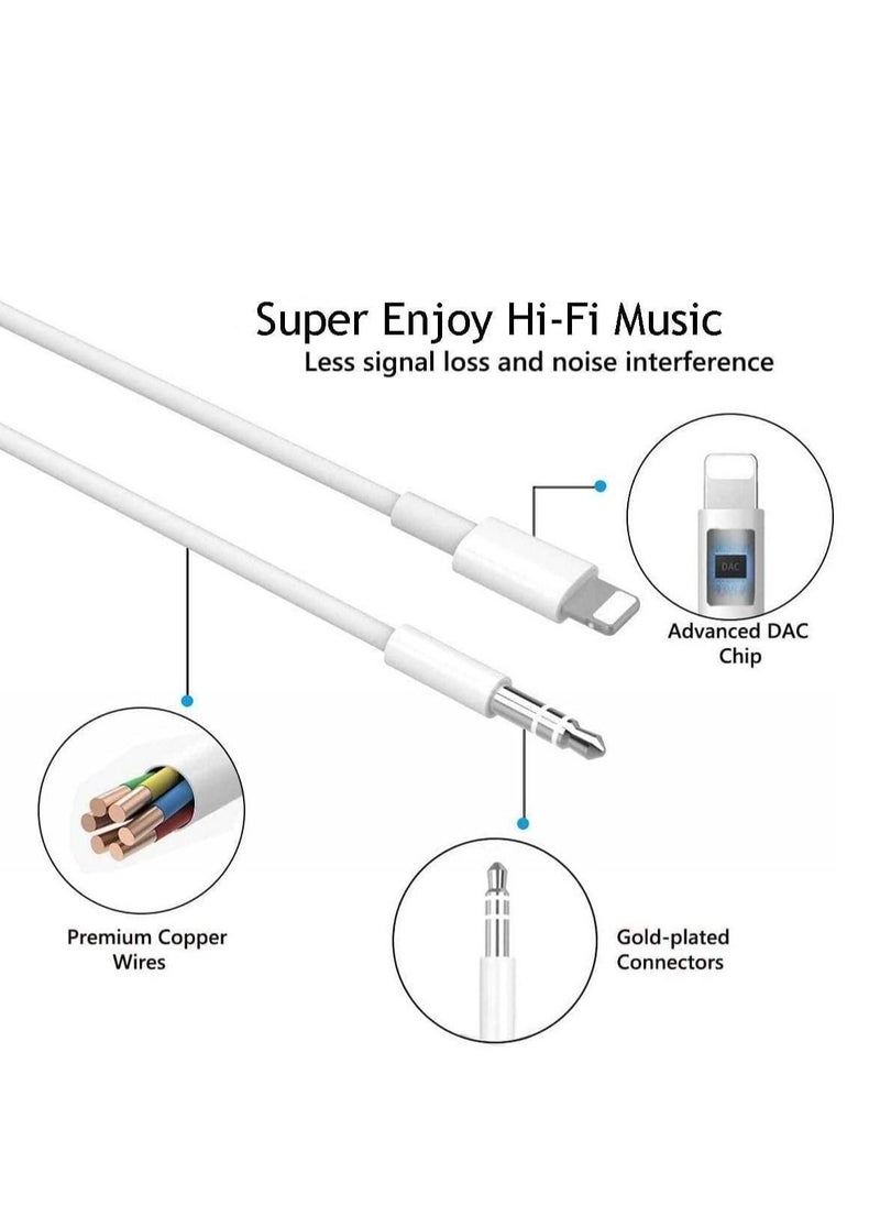 Generic 2 Pack iPhone Aux Cord for Car, Apple MFi Certified Lightning to 3.5 mm Headphone Jack Adapter Male Aux Stereo Audio Cable Compatible with iPhone 13 12 Pro Max 11 Pro Max XS XR X 8 7 Plus  - Image 2