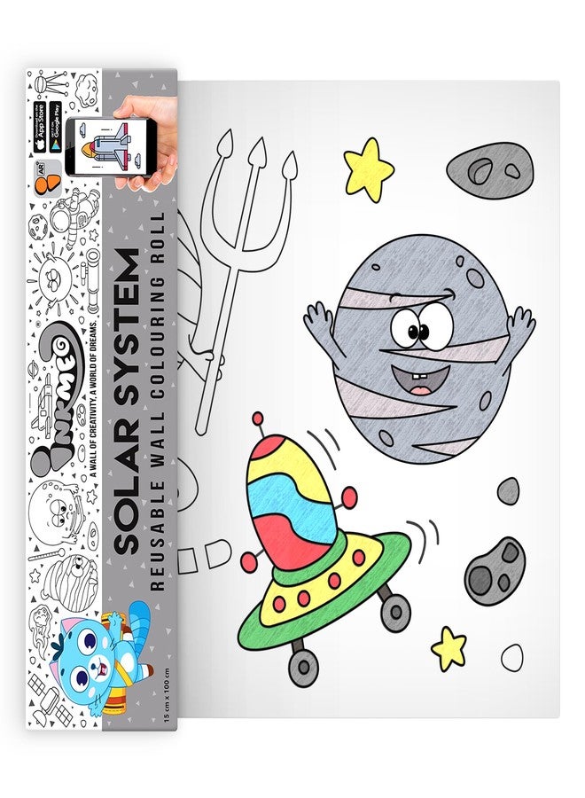 Inkmeo | Solar System Wall Colouring Roll | AR Enabled | Interactive Educational Learning Chart | For Kids | Ages 5+ | Best Gift | Size (6 X 40 Inches) | Fun Learning,Budding Astronauts And Scientists - Image 1