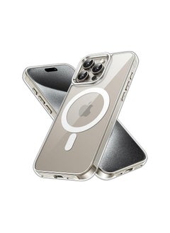 Magnetic Case for iPhone 15 Pro Max 6.7-Inch Compatible with MagSafe Wireless Charging, Shockproof Phone Bumper Cover, Anti-Scratch Clear Back (Clear)