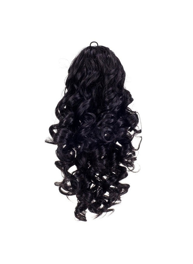 SWACC 12-Inch Short Screw Curls Claw Clip Ponytail Extensions Synthetic Clip in Drawstring Curly Ponytail Hairpiece Jaw Clip Hair Extension (Off Black-1B#) - Image 2