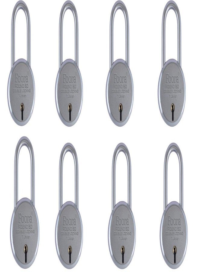 Foora Round 50mm Small Lock for Home, Door, Gate & Shop Shutter | Compact Heavy Duty Double Locking Security Padlock | Pack of 8 Locks with Keys | Rust-Proof Solid Metal Body - Image 1