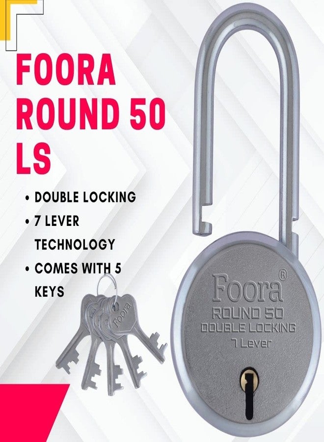 Foora Round 50mm Small Lock for Home, Door, Gate & Shop Shutter | Compact Heavy Duty Double Locking Security Padlock | Pack of 8 Locks with Keys | Rust-Proof Solid Metal Body - Image 2