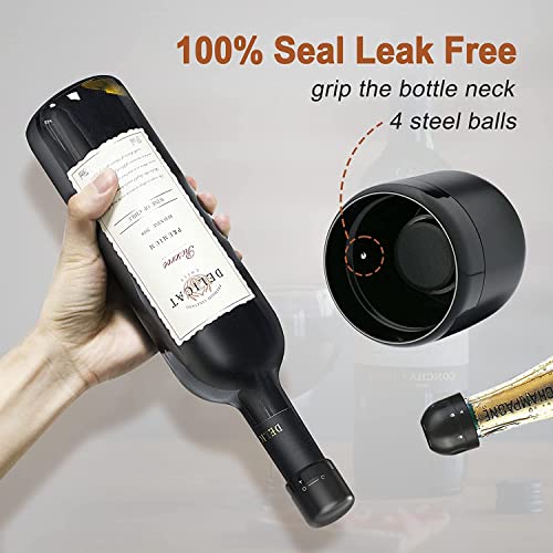 HENIJ� Wine Bottle Stopper Silicone Sealed, Twist Top Sealer for Wine Bottles, Small Wine Toppers for Easy Storage, 1 Piece, Black - Image 3