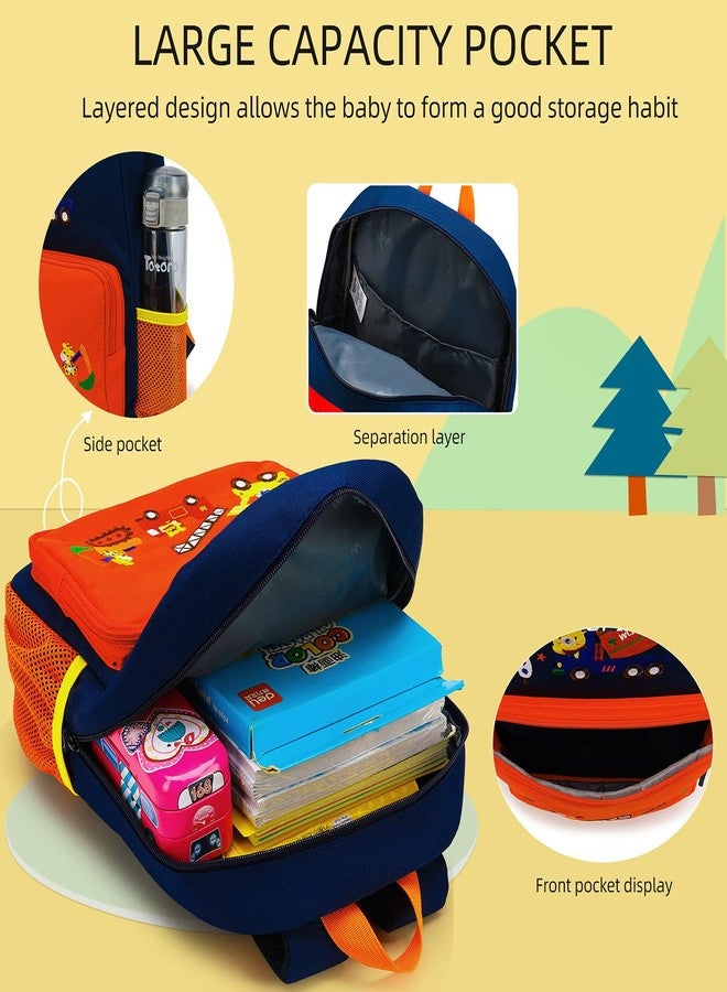 willikiva حقيبة ظهر للأطفال الصغار من ويليكيفا بتصميم سيارة ديناصور، مناسبة للأولاد والبنات، مقاومة للماء، مناسبة لمرحلة ما قبل المدرسة (برتقالي، ترافيك بارادايس) - Image 4