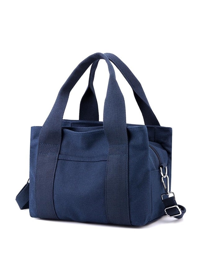 Canvas Messenger bags for women,Tote Crossbody Shoulder Bag Satchel Purse-dark blue  - Image 2