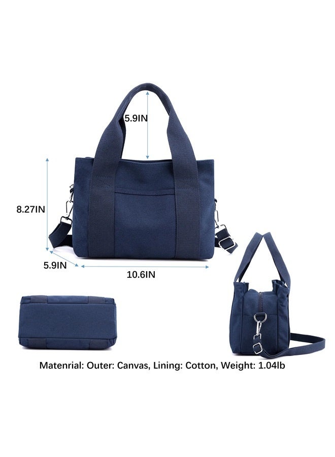 Canvas Messenger bags for women,Tote Crossbody Shoulder Bag Satchel Purse-dark blue  - Image 3