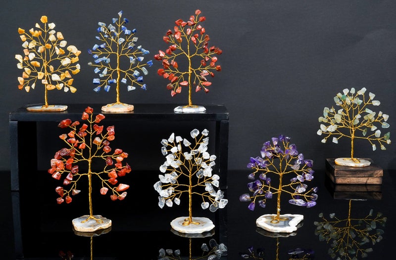 HindCraft Seven Chakra Tree of Life - Crystal Trees for Home & Office, feng Shui Items for Good Luck, showpiece for Home Decor, Table Decorative Items, Gift Items Room Decor Wedding Gift -Set of 7 - Image 1