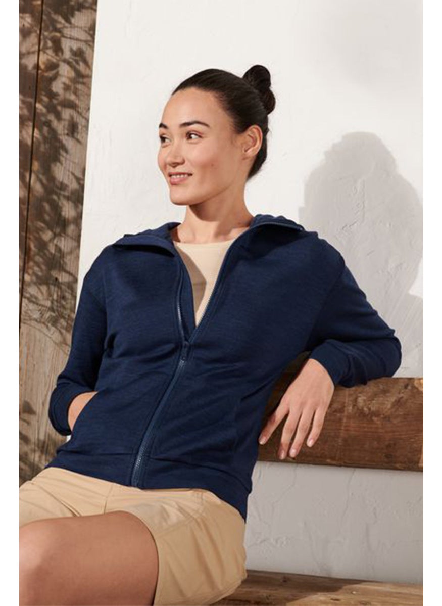 Tchibo Women Hooded Plain Sweatshirt, Navy Blue  - Image 1