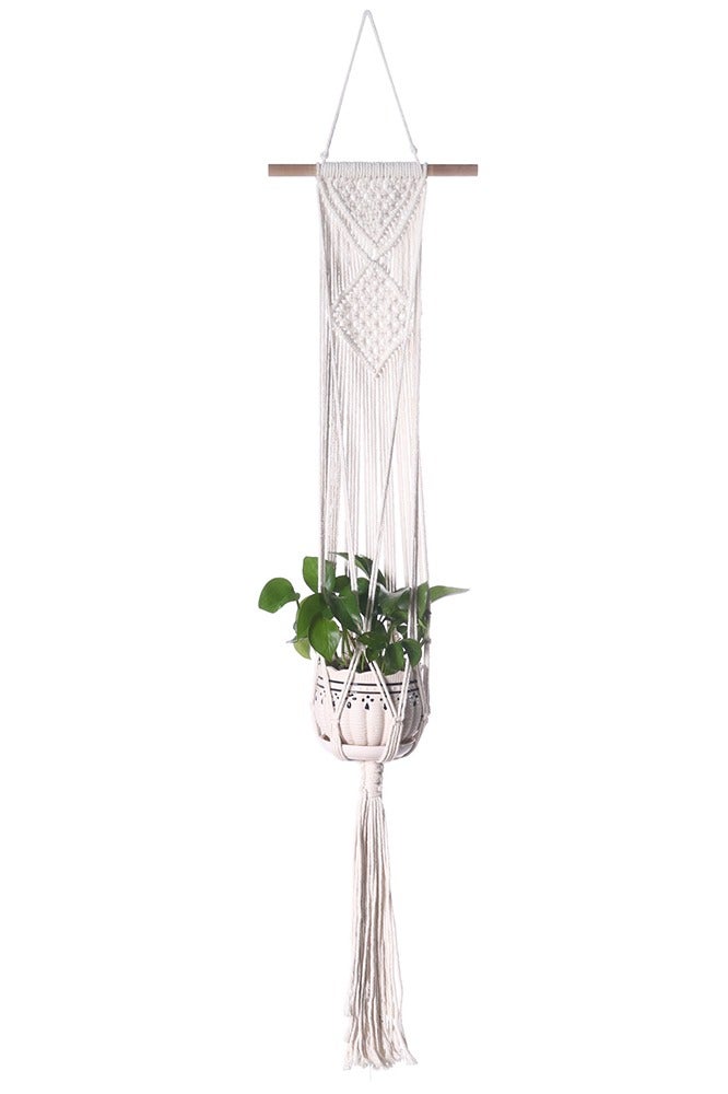 Bohe Style Indoor Hanging Macrame Plant Basket Weave Flower Pot Holder Home Wall Window Creative Decor Outdoor Garden Hanger Flowerpot Holder - Image 3
