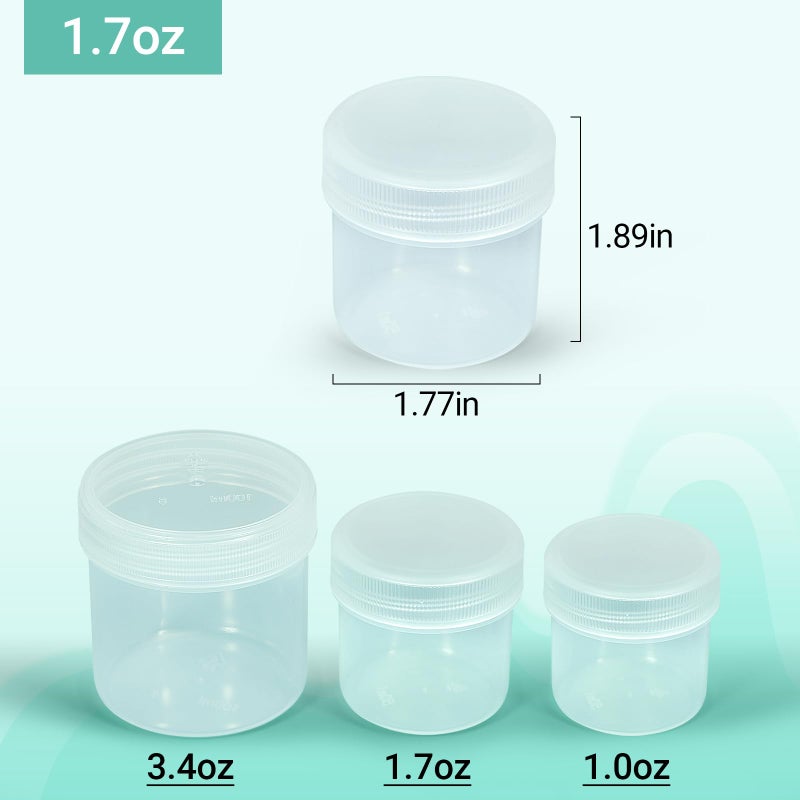 ASEVAT 1.7 oz Wide Mouth Lab Reagent Bottles, Laboratory Grade Chemical Container, Sealed Leak-proof Translucent PP Bottle, Pill Bottle, Water Sample Jars(6 Pcs) - Image 2