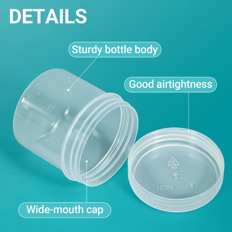 ASEVAT 1.7 oz Wide Mouth Lab Reagent Bottles, Laboratory Grade Chemical Container, Sealed Leak-proof Translucent PP Bottle, Pill Bottle, Water Sample Jars(6 Pcs) - Image 3