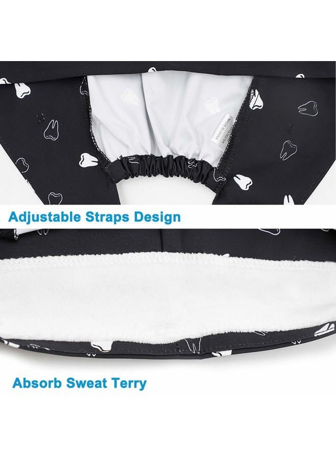 LUCKYBUNNY 3PCS Cute Teeth Working Cap with Button, Women Men Breathable Lace Up Sweatband Work Hat Hair Cover (Black & Grey & Navy) - Image 4