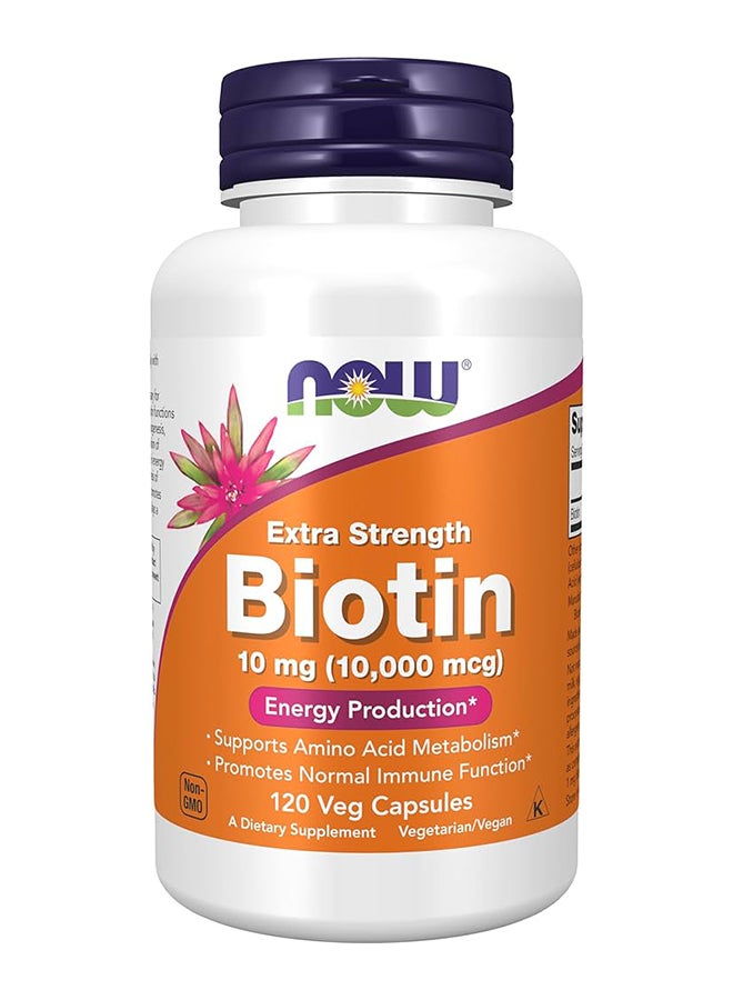now بيوتين 10000 ميكروغرام قوة إضافية كبسولات 120