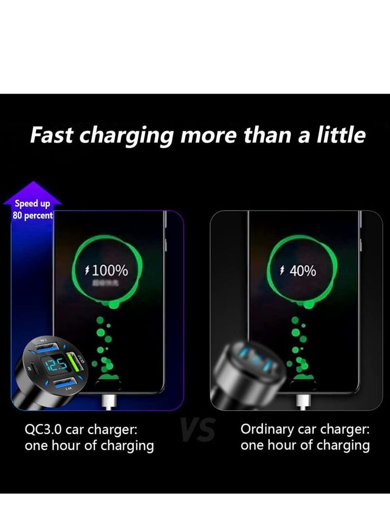 SYOSI Car Charger Usb Adapter With Voltmeter 4 Ports Usb Type C Port Pd 3.1/Qc 3.0 Super Fast Charging Car Lighter Plug - Image 3