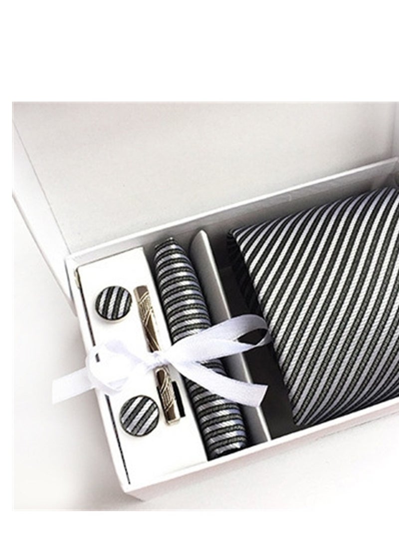 6 PCS Men's Premium Tie Gift Box Tie Pocket Square Fashionable Stylish Tie Clip Cufflinks Set  - Image 3