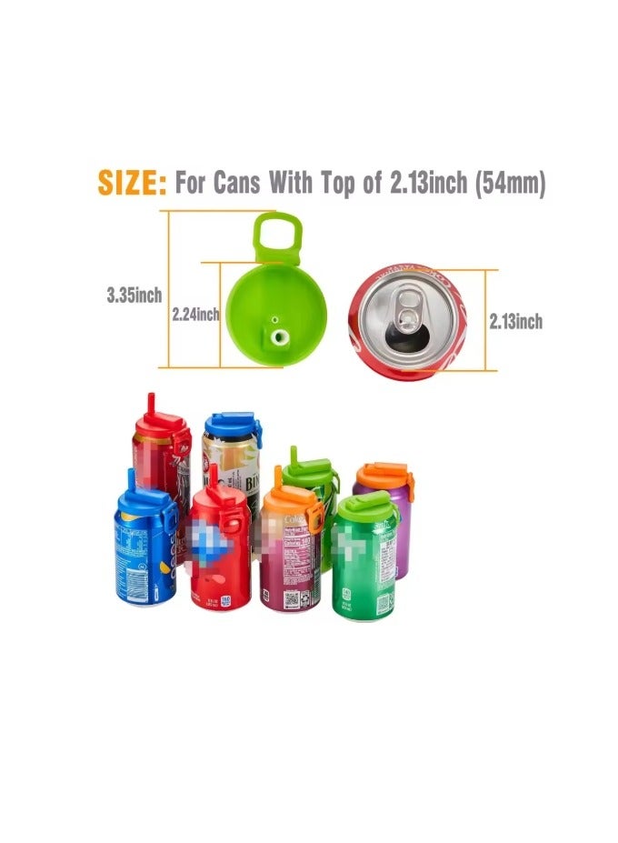 4 Pack 4 Color Soda Can Lids with Straw,Straws Soda ​Can Covers,BPA-Free, Reusable for Can CoversFor Soda, Beverage, Juice,Seltzer Colour Mixture - Image 2