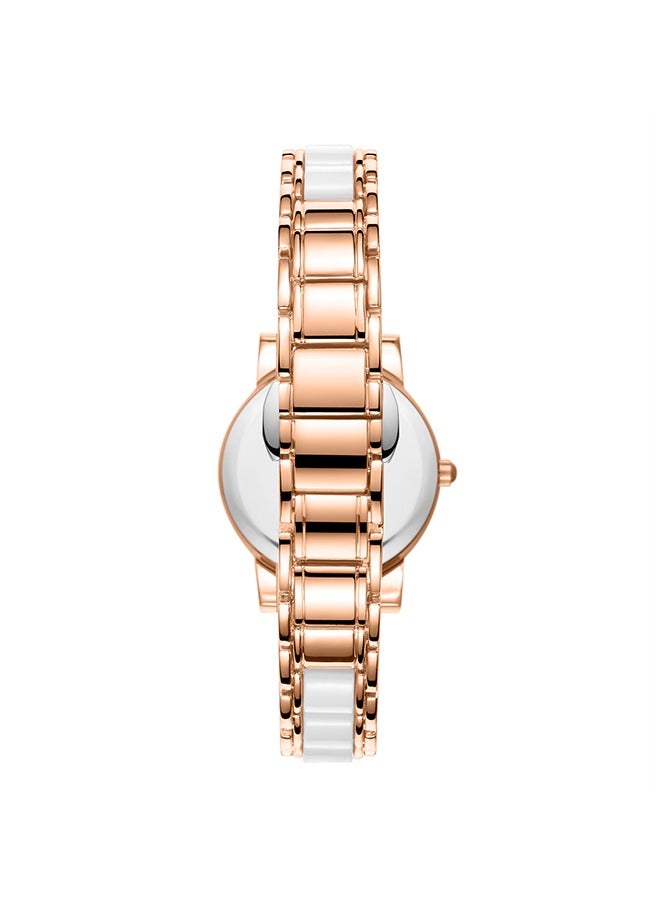 Kenneth Scott K23547-KCWW Women Analog Display Watch & Ceramic Strap Rose Gold and White - Image 3