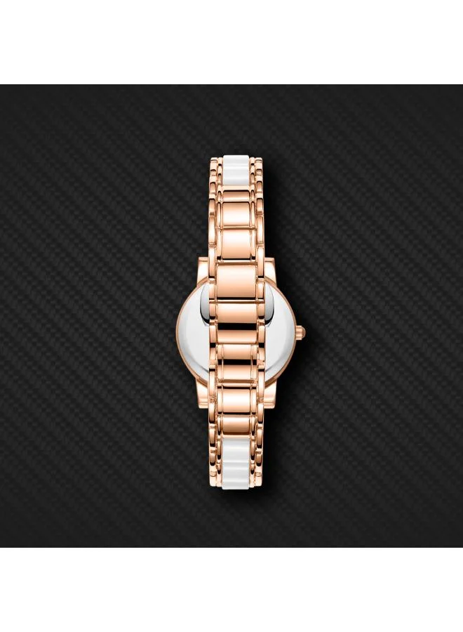 Kenneth Scott white Kenneth Scott K23547-KCWW Women Analog Display Watch & Ceramic Strap Rose Gold and White for Women | Best Price UAE