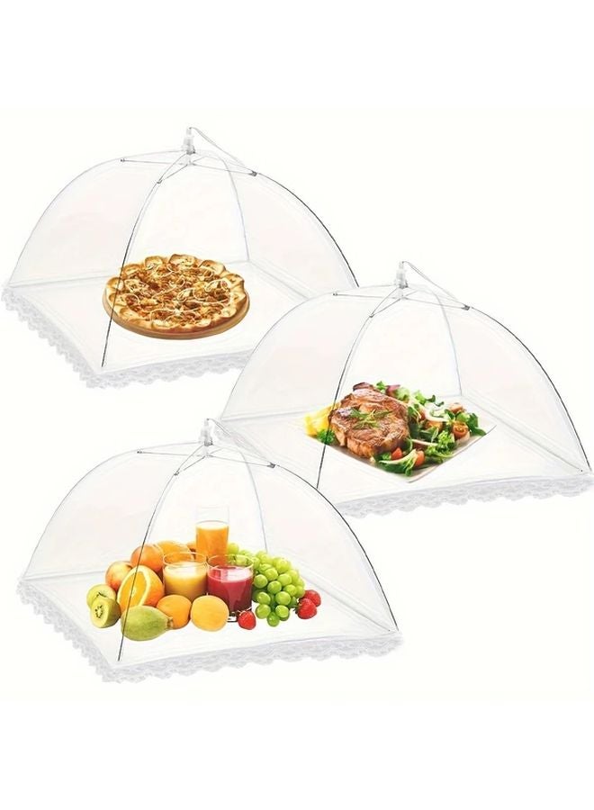 3 Piece Set Nylon Mesh Food Covers Pop Up Umbrella Style Reusable Washable - Image 1