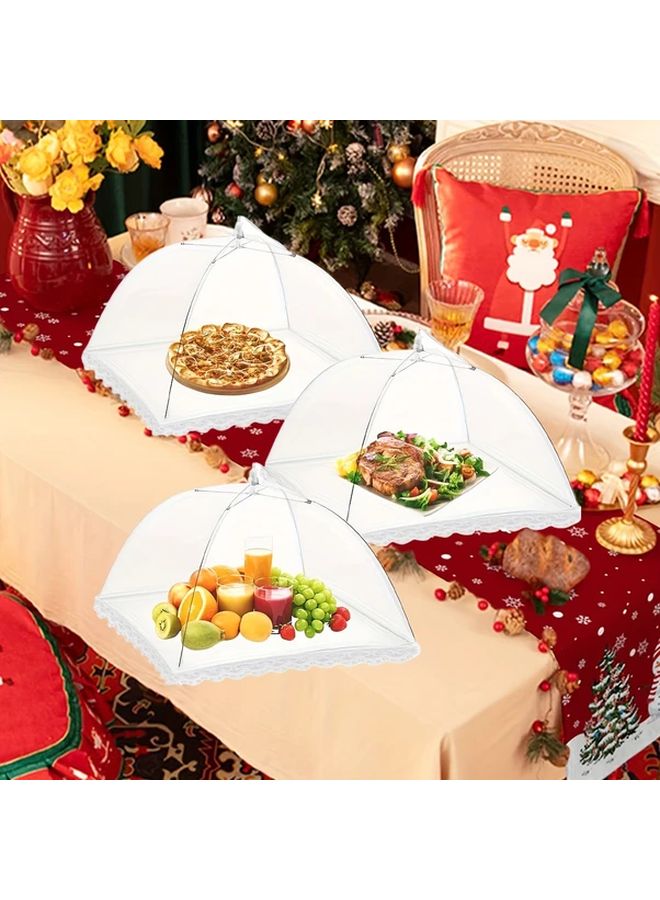3 Piece Set Nylon Mesh Food Covers Pop Up Umbrella Style Reusable Washable - Image 2