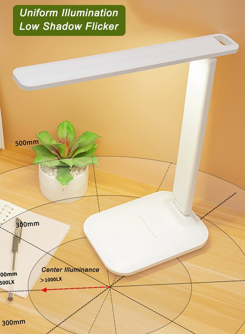 Eye-Caring Rechargeable LED Desk Lamp – 3-Level Adjustable Brightness & Color, Foldable Design with Phone Holder, Flicker-Free & Low Blue Light for Home/Office (White)  - Image 4