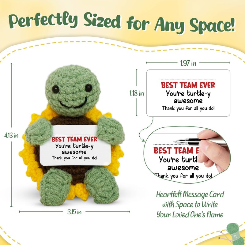 OASSIE Appreciation Gifts for Employee - Positive Turtle Crochet with Message Card - Appreciation Thank You Birthday Galentines Team Gifts for Coworkers Boss Women Men, Office Desk Accessories Decor - Image 3