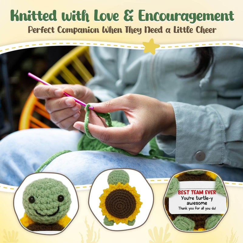 OASSIE Appreciation Gifts for Employee - Positive Turtle Crochet with Message Card - Appreciation Thank You Birthday Galentines Team Gifts for Coworkers Boss Women Men, Office Desk Accessories Decor - Image 4