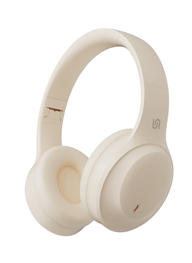 porodo Primo Wireless Headphone with ENC & Low-Latency / Voice Assistant / Transmission Distance: ≥15M / Recharge Time: 1.5H / Gaming Mode / Powerful Bass / Crisp Treble - Beige - Image 1