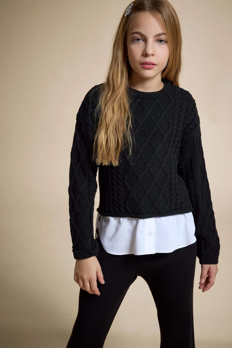 ديفاكتو Girl Regular Fit Crew Neck Pullover