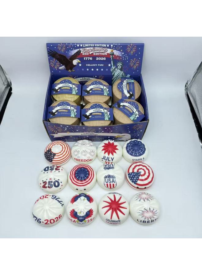 Dampling, a popular cross-border e-commerce product commemorating the 250th anniversary of the US, featuring soft and bouncy PU dough balls that can be squeezed for stress relief. Small dumpling gift set. - Image 4