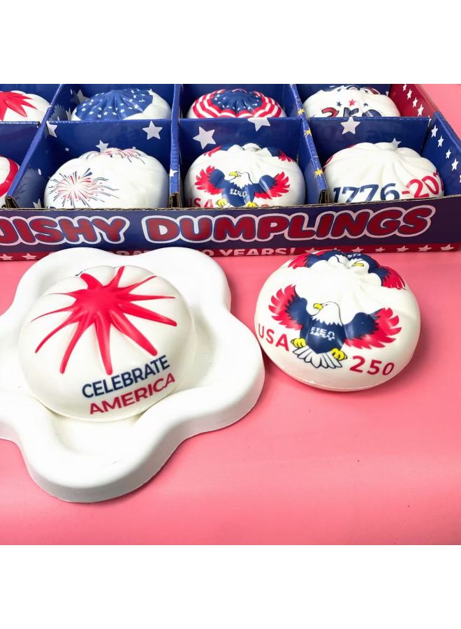Dampling, a popular cross-border e-commerce product commemorating the 250th anniversary of the US, featuring soft and bouncy PU dough balls that can be squeezed for stress relief. Small dumpling gift set. - Image 3