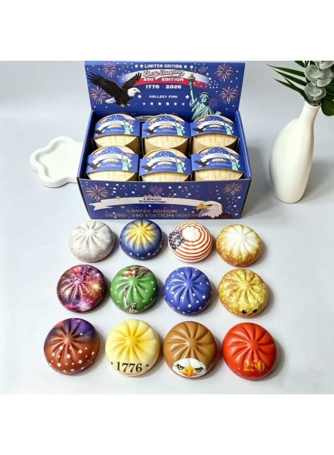 Dampling, a popular cross-border e-commerce product commemorating the 250th anniversary of the US, featuring soft and bouncy PU dough balls that can be squeezed for stress relief. Small dumpling gift set. - Image 2